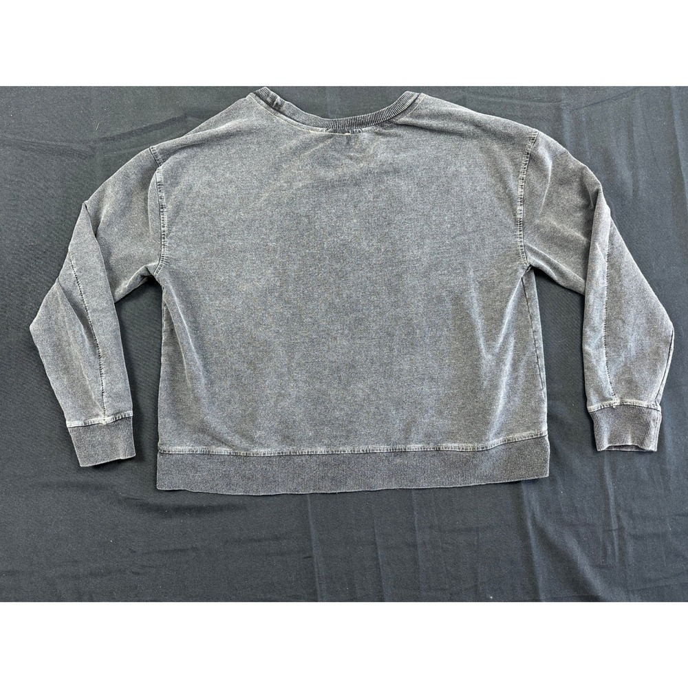 Jane + Delancey Womens Charcoal Gray Mineral Wash Crewneck Sweatshirt Size L NWT - Picture 2 of 5